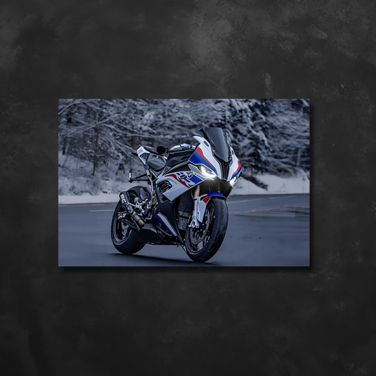 BMW S1000RR White NEON Poster
