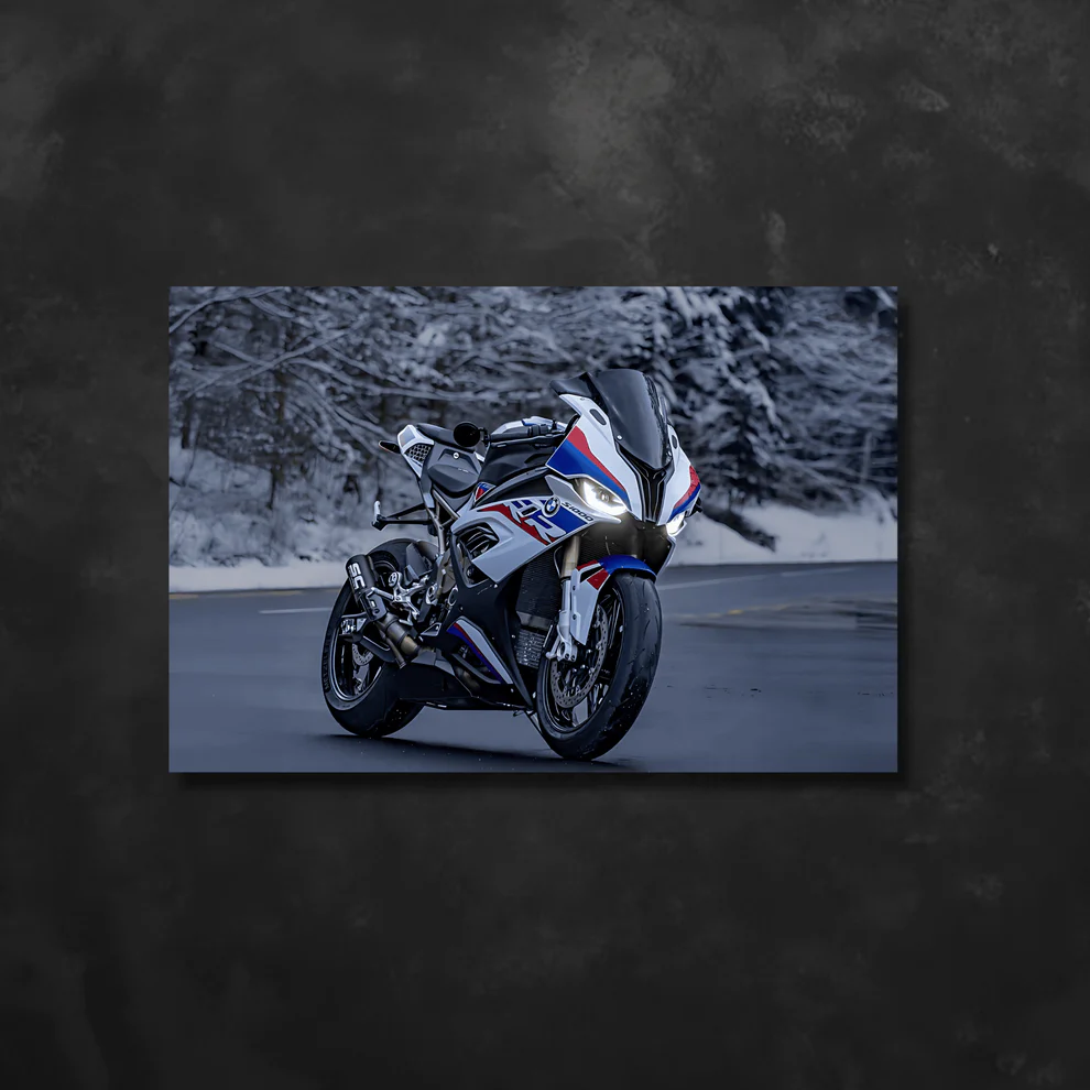 BMW S1000RR Branca NEON Poster