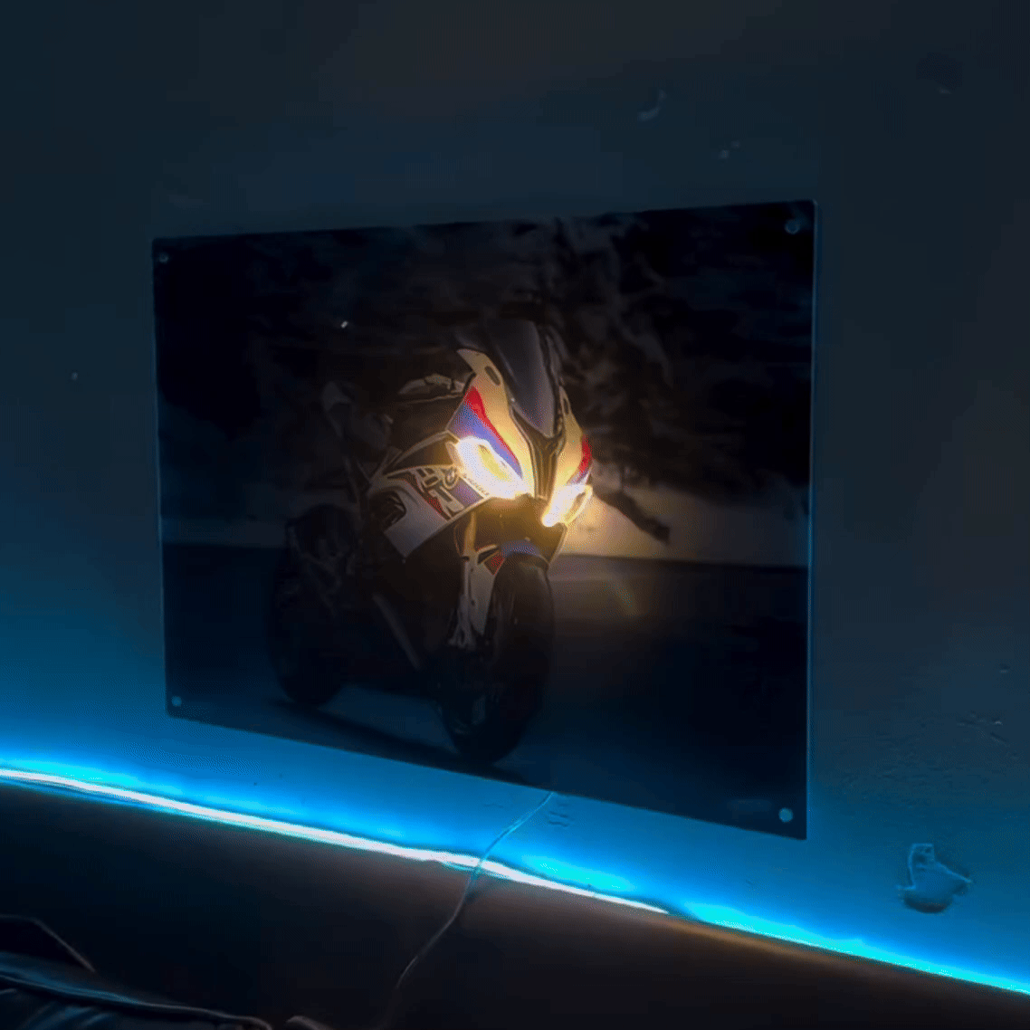 BMW S1000RR Branca NEON Poster